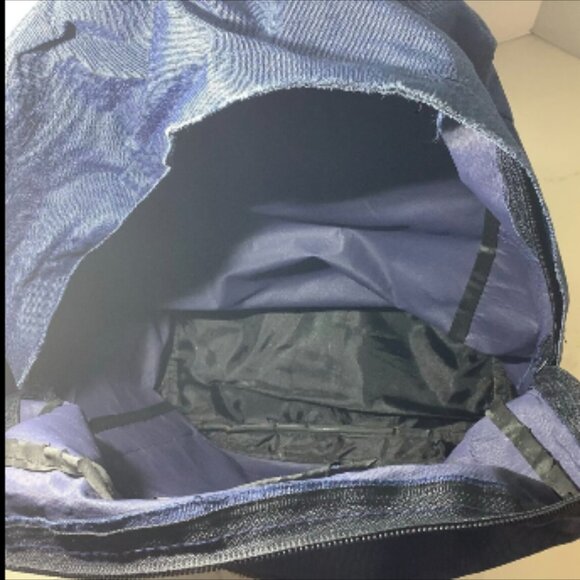 Vintage Arizona Jean Co Leather Bottom Backpack 15" x 12" Blue - Picture 6 of 10